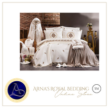 Load image into Gallery viewer, "Arna Lisa" Luxury Royal Bedding Set - 20 pieces French Laced Embroidery
