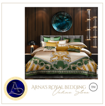 Load image into Gallery viewer, "Arna Lisa" Royal Collection -  Luxury Vintage Brocade Jacquard Egyptian Cotton Lion Embroidered - Queen 12 Piece
