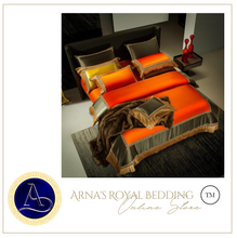 Load image into Gallery viewer, "Arna Lisa" Royal Collection - Luxury Golden Satin Egyptian Cotton Silky Soft Bedding Set- Queen 10 Piece
