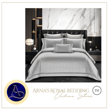 Load image into Gallery viewer, "Arna Lisa" Collection - Luxury Silk Cotton Jacquard Delicate Bedding Set Shining Duvet Cover Sets - Queen - 7 Piece
