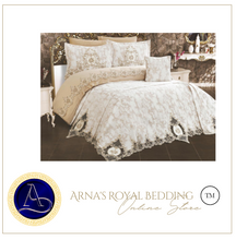Load image into Gallery viewer, "Arna Lisa" Royal Bedding Set - 7 Piece French Lace Embroidery
