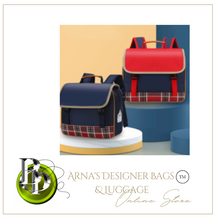 Load image into Gallery viewer, "Arna's Designer School Bags" New Product! British Tartan Red Primary Flip Large-capacity Bag
