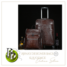 Load image into Gallery viewer, Crocodile Genuine Leather 2 Piece Luggage Set - Brown or Black - Many Styles 20"
