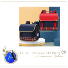 Load image into Gallery viewer, "Arna's Designer School Bags" New Product! British Tartan Red Primary Flip Large-capacity Bag
