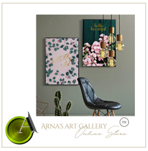Load image into Gallery viewer, Arna's Luxury Painting Collection - Nordic Wall Art Pink/Green/Gold Painting
