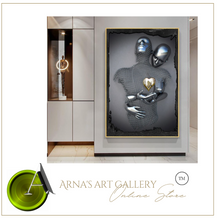 Load image into Gallery viewer, Arna's Luxury Painting Collection - Romantic Lover Heart Metal Sculpture Canvas Painting - Many Styles
