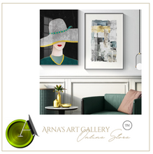 Load image into Gallery viewer, Arna's Luxury Painting Collection - Nordic Green/Golden Lady Platinum Graphics Painting
