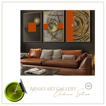 Load image into Gallery viewer, Arna's Luxury Painting Collection - Nordic Abstract Golden Canvas Paintings - Many Styles
