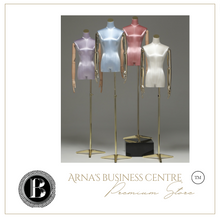 Load image into Gallery viewer, "Arna Royal Gown Collection" Luxury Female Matellic Satin Platform Mannequin Cosmetology Window Display Model
