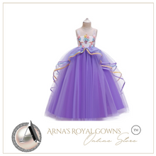 Load image into Gallery viewer, "Arna" Royal Gown Collection - Girls Unicorn Summer Dresses Tutu Long
