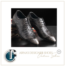 Load image into Gallery viewer, Mens Leather Carved Business Pointed Toe Shoes - Silver or Burgundy
