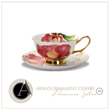 Load image into Gallery viewer, "Arna" Collection - Rose Ceramic Cup &amp; Saucer Set - 2 Piece (2 Designs)
