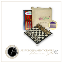 Load image into Gallery viewer, "Arna Lisa" Luxury Vintage Finest Collection - Chess Set Chrome Metal Gold Silver Pegasus Figure Marble
