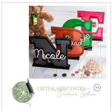 Load image into Gallery viewer, Child's Room - Piggy Bank Letters Alphabet/Name - Wooden Name Art - Customise Name) Wall Feature or Book Shelf
