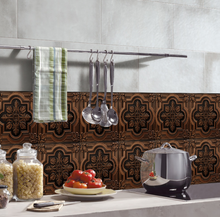 Load image into Gallery viewer, "Arna" Collections - DIY - Custom Crystal Film Covered Retro Metal Pattern Ceramic Tiles x20 Adhesive
