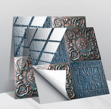 Load image into Gallery viewer, "Arna" Collections - DIY - Custom Crystal Film Covered Retro Metal Pattern Ceramic Tiles x20 Adhesive
