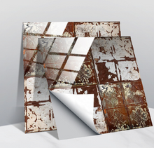 Load image into Gallery viewer, "Arna" Collections - DIY - Custom Crystal Film Covered Retro Metal Pattern Ceramic Tiles x20 Adhesive
