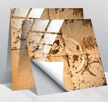 Load image into Gallery viewer, "Arna" Collections - DIY - Custom Crystal Film Covered Retro Metal Pattern Ceramic Tiles x20 Adhesive
