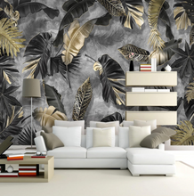Load image into Gallery viewer, "Arna Collection" - Wall Paper - Nordic Tropical Plants Gold Leaf Feathers - Perfect for Feature Walls 4 Square Meters
