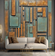 Load image into Gallery viewer, "Arna Collection" - Feature Wall - 3D Retro Green &amp; Gold Wall Sticker Removable - 12 Square Meters (Many Sizes)
