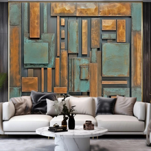 Load image into Gallery viewer, "Arna Collection" - Feature Wall - 3D Retro Green &amp; Gold Wall Sticker Removable - 12 Square Meters (Many Sizes)
