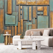 Load image into Gallery viewer, "Arna Collection" - Feature Wall - 3D Retro Green &amp; Gold Wall Sticker Removable - 12 Square Meters (Many Sizes)
