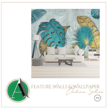 Load image into Gallery viewer, "Arna Collection" - Feature Wall - 3D Hand Painted Lines Golden Tropical Leaves Three-Dimensional Wall Sticker Removable - 10 Square Meters (Many Sizes)
