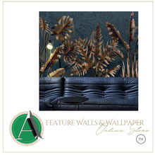 Load image into Gallery viewer, "Arna Collection" - Feature Wall - Vintage Gold &amp; Blue Wall Sticker Removable - 10 Square Meters (Many Sizes)

