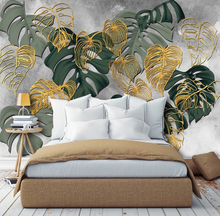 Load image into Gallery viewer, "Arna Collection" - Feature Wall - Vintage Gold &amp; Green Leaf Wall Sticker Removable - 10 Square Meters (Many Sizes)
