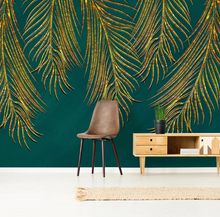 Load image into Gallery viewer, "Arna Collection" - Feature Wall - Vintage Green &amp; Gold Leaf Wall Sticker Removable - 10 Square Meters (Many Sizes)
