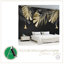 Load image into Gallery viewer, "Arna Collection" - Feature Wall - Vintage Black &amp; Gold Leaf Wall Sticker Removable - 10 Square Meters (Many Sizes)
