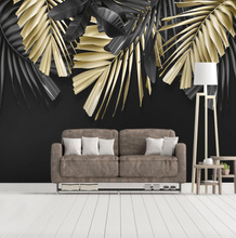 Load image into Gallery viewer, "Arna Collection" - Feature Wall - Vintage Black &amp; Gold Leaf Wall Sticker Removable - 10 Square Meters (Many Sizes)
