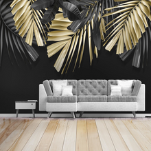 Load image into Gallery viewer, "Arna Collection" - Feature Wall - Vintage Black &amp; Gold Leaf Wall Sticker Removable - 10 Square Meters (Many Sizes)
