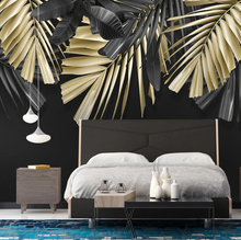Load image into Gallery viewer, "Arna Collection" - Feature Wall - Vintage Black &amp; Gold Leaf Wall Sticker Removable - 10 Square Meters (Many Sizes)

