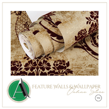 Load image into Gallery viewer, "Arna" Collections - DIY - Bronze Golden Burgundy Vintage Classic Damask Velvet Flocking Wallpaper
