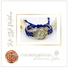 Load image into Gallery viewer, Platinum Designer Watch LOVE Rhinestone Gold Royal Blue
