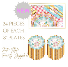 Load image into Gallery viewer, Royal Teacup Theme Birthday Party - 8" x 24 Plates
