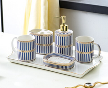 Load image into Gallery viewer, "Crushia" Gold plated Bathroom Set - 5 piece - (3 Designs)
