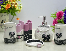 Load image into Gallery viewer, "Glamour Girl" Bathroom set - 5 piece. (3D Hand Painted)

