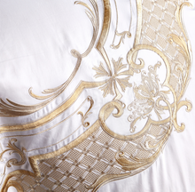 Load image into Gallery viewer, "Arna Lisa" Royal Collection - Egypt Cotton Luxury Royal Golden Embroidery Bedding Set - King Size - 9 Piece
