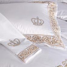 Load image into Gallery viewer, "Arna Lisa" Royal Collection - Luxury Golden ROYAL Bedding - 9 Piece - Queen
