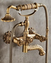 Load image into Gallery viewer, "Arna" Collection - Bathtub Faucet Wall Mounted Antique Bronze Craved Bathtub Mixer Tap with Hand Shower
