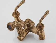 Load image into Gallery viewer, "Arna" Collection - Bathtub Faucet Wall Mounted Antique Bronze Craved Bathtub Mixer Tap with Hand Shower
