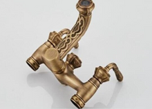 Load image into Gallery viewer, "Arna" Collection - Bathtub Faucet Wall Mounted Antique Bronze Craved Bathtub Mixer Tap with Hand Shower
