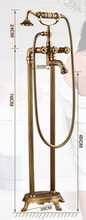 Load image into Gallery viewer, "Arna" Collection - Bathtub Faucet Antique Brass Carved Bath Shower Faucet Hot &amp; Cold Mixer Tap With Handheld Shower Floor Standing Style
