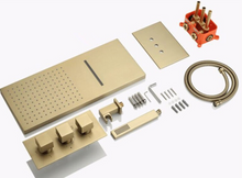 Load image into Gallery viewer, "Arna" Collection - Bath Shower Faucet Set Auto - Thermostat Control Brass Brushed Gold/Black In-Wall Shower Mixer Tap Hot &amp; Cold Hand held Shower
