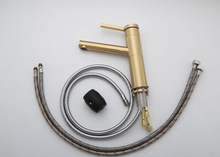 Load image into Gallery viewer, "Arna" Collection - Pull Out Basin Faucets Brass Sink Mixer Tap Hot &amp; Cold Single Handle Brushed Gold Bathroom/Lavatory Water Crane Vessel Copper
