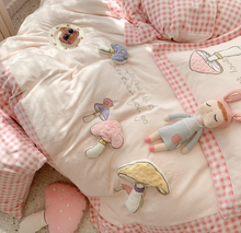 Load image into Gallery viewer, "Arna's" Collection - Luxury Flannel Velvet #D Mushrooms Bedding Set 6 piece Twin/Single
