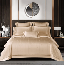 Load image into Gallery viewer, "Arna Lisa" Collection - Luxury Silk Cotton Jacquard Delicate Bedding Set Shining Duvet Cover Sets - Queen - 7 Piece

