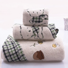 Load image into Gallery viewer, 100% Bath Set - Baby Girl/Boy  -  Embroidery Tartan
